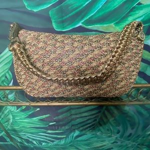 Eric Javits antique gold handbag with braided rope like leather strap